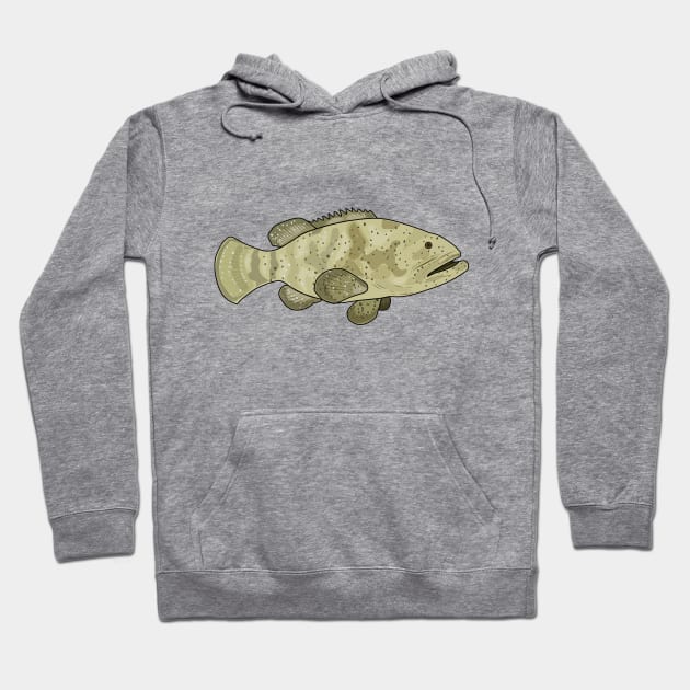 Grouper fish cartoon illustration Hoodie by Miss Cartoon